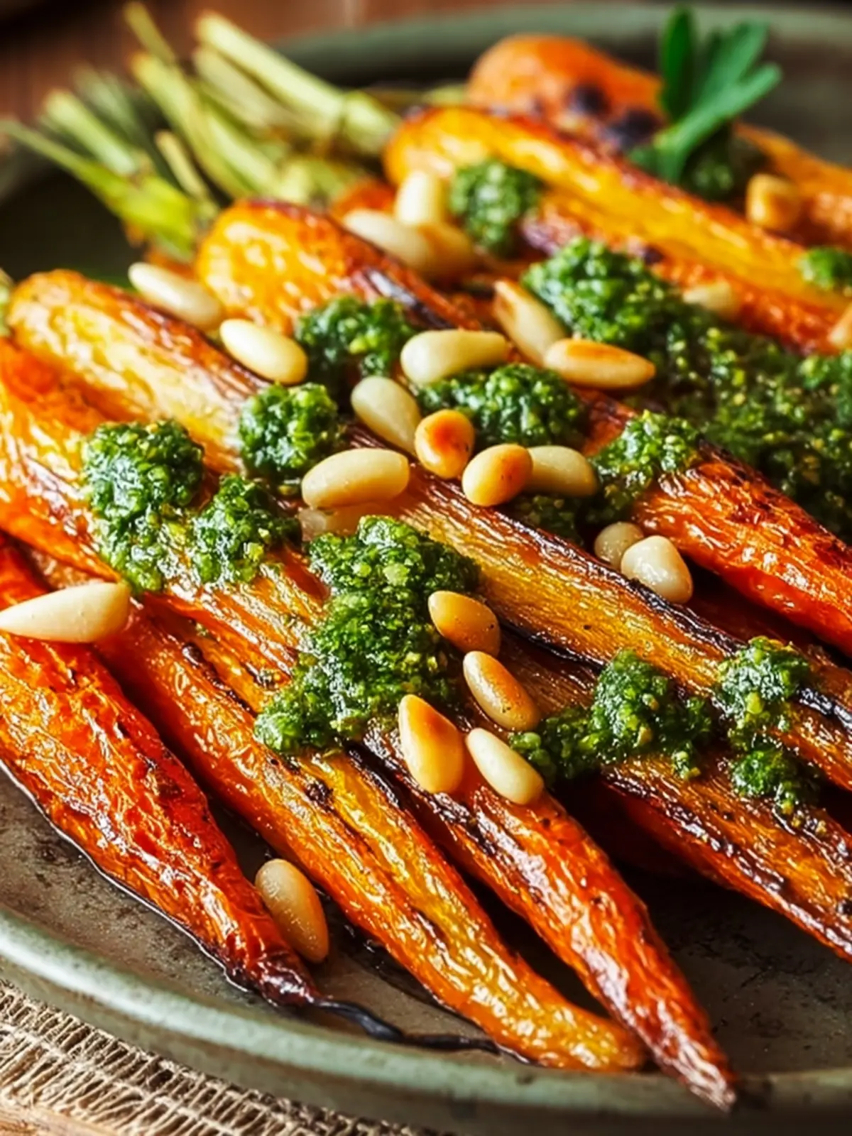 Delicious Pesto Roasted Carrots with Pine Nuts Recipe First Image