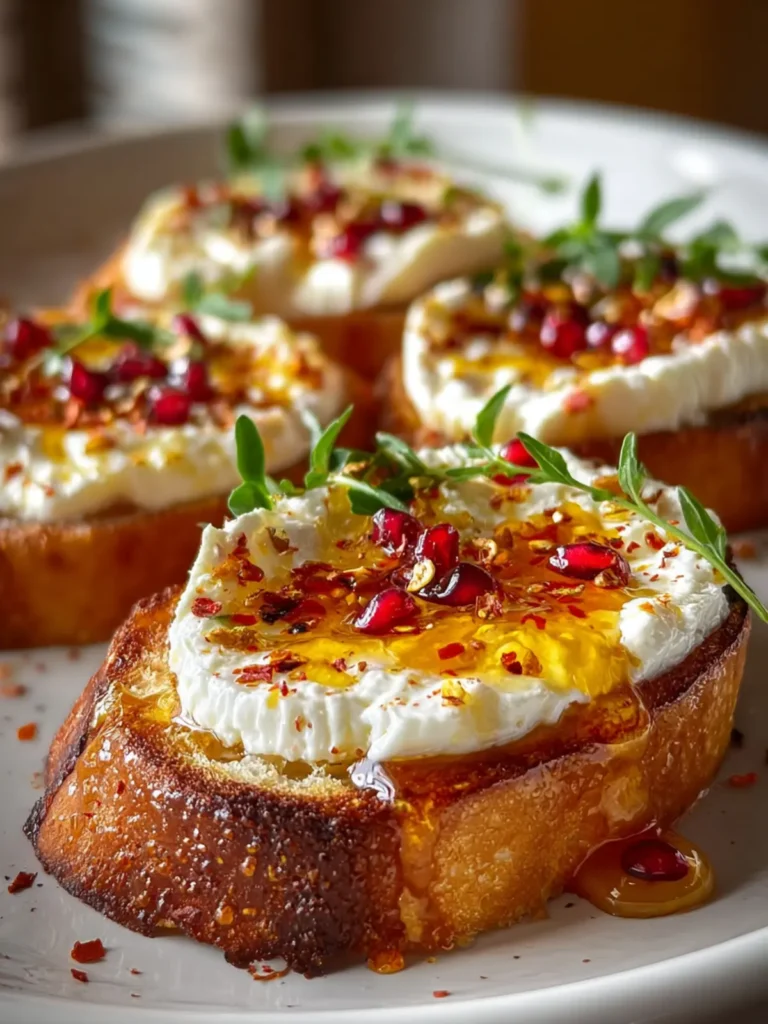 Sweet and Spicy Whipped Feta Crostini with Hot Honey Delight First Image