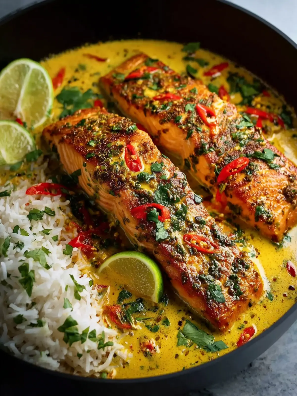 One Pan Coconut Curry Salmon with Garlic Butter First Image