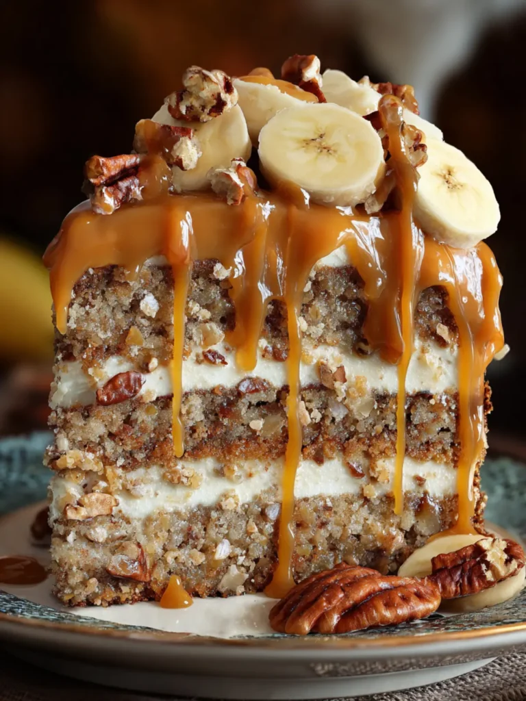 Banana Pecan Caramel Layer Cake – Moist, Rich & Irresistible Dessert First Image