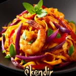 Char Grilled Peach and Prawn Pad Thai Noodle Salad Bliss First Image