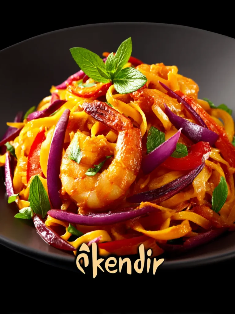 Char Grilled Peach and Prawn Pad Thai Noodle Salad Bliss First Image