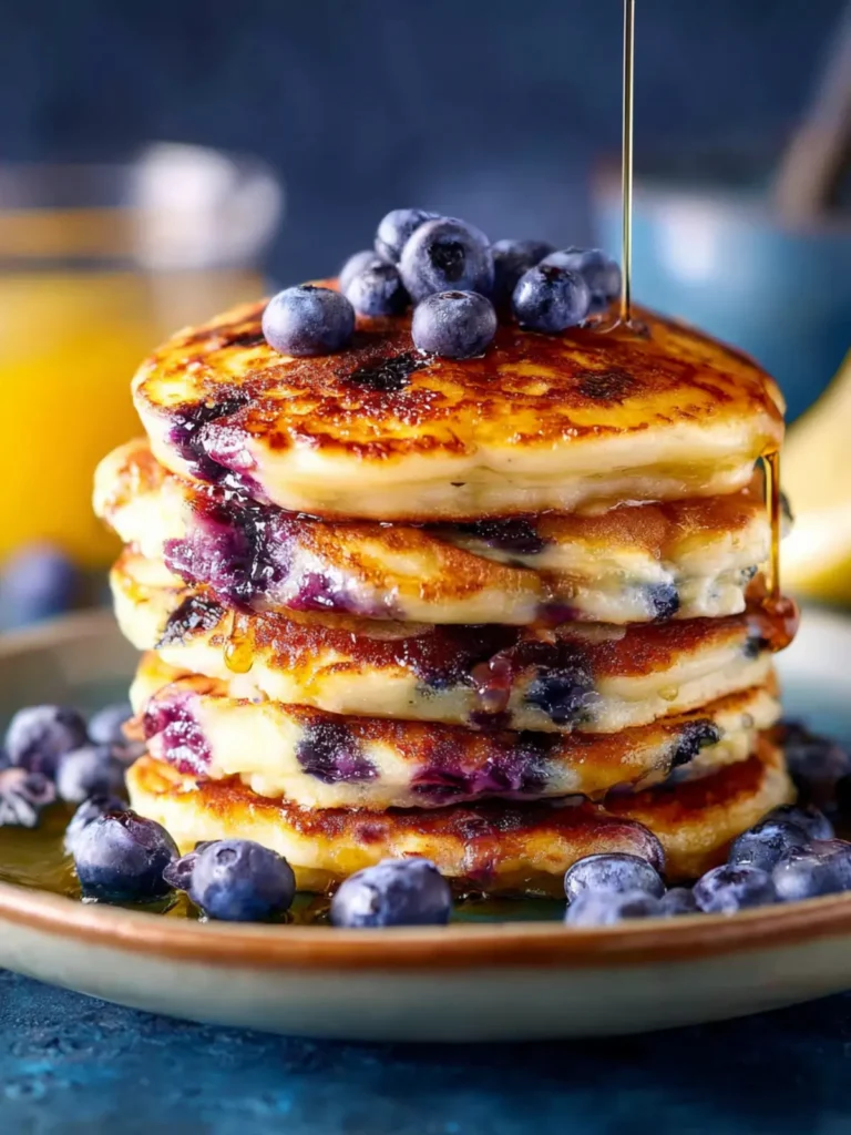 Greek Yogurt Blueberry Pancakes First Image