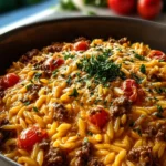 Ground Beef Orzo with Tomato Cream Sauce First Image